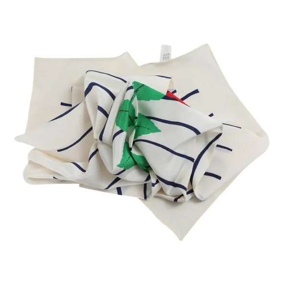 Christian Dior Vintage Striped Rose Silk Scarf Size 21” White Blue Red - Picture 5 of 9